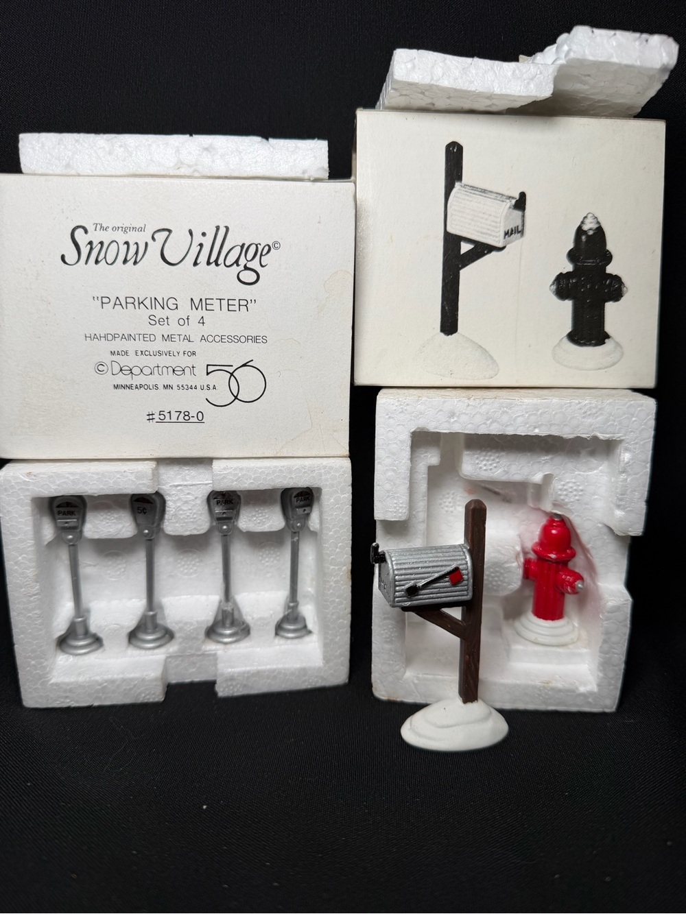 Dept 56 Snow Village Accessory Parking Meter Set Bird HouseMailbox Fire Hydrate